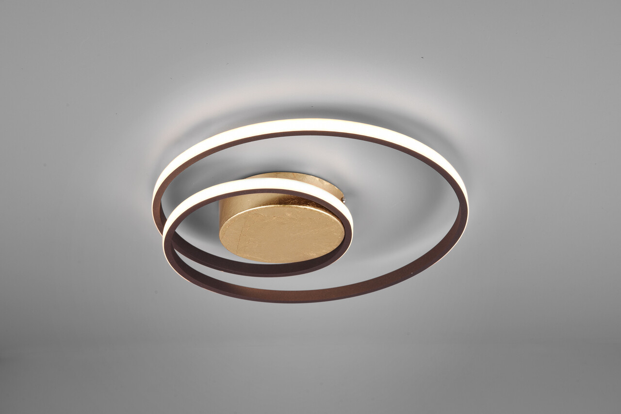Plafoniera Zibal, RL, 39x7 cm, 22W, 1x SMD, metal, ruginiu/alb - imagine 4